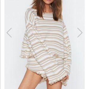 Jump Into Bed Striped Jumper and Ruffle Shorts Set Small